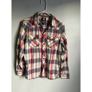 Decoded-Men’s Skateboard Plaid Black Red Buttons Logo Stitched Y2K Grunge